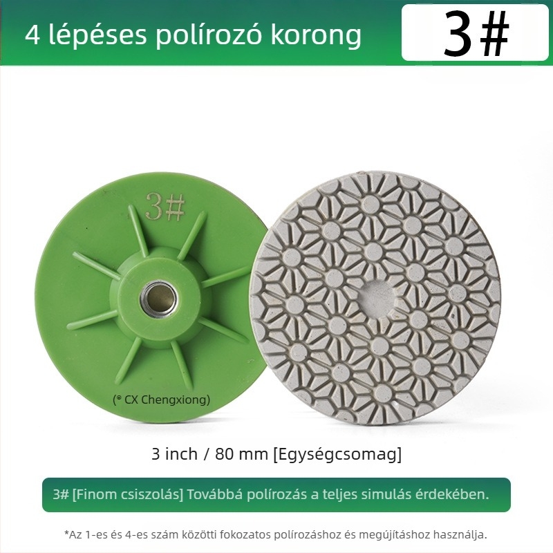 Presentable Négy lépéses víz alapú polírozó korong szögcsiszolóhoz, monolitikus dizájn, márványra, gránitra és cementre