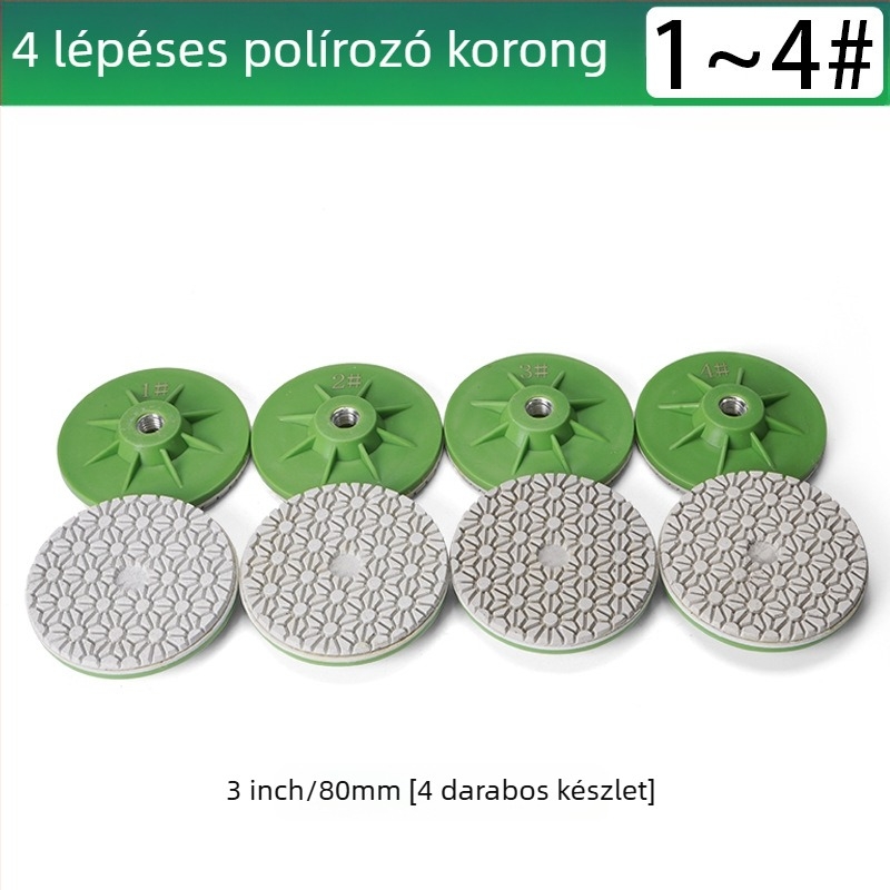 Presentable Négy lépéses víz alapú polírozó korong szögcsiszolóhoz, monolitikus dizájn, márványra, gránitra és cementre