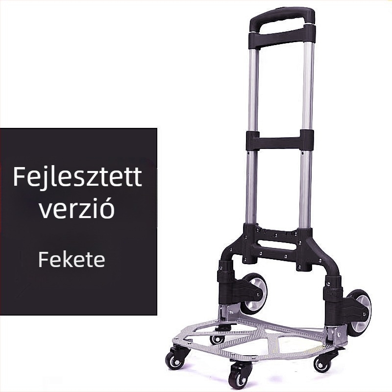 Összecsukható alumínium kézi kocsi, hordozható, 75 kg teherbírás, 3 kg súly, csomagolásban 6 darab