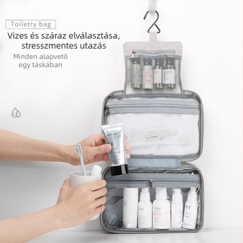 PU bőr kozmetikai táska, kocka alakú, hordozható, vízálló, biztonságos zárással, falra szerelhető, smink- és toalett-tartó tárolásra (Model 13550C)