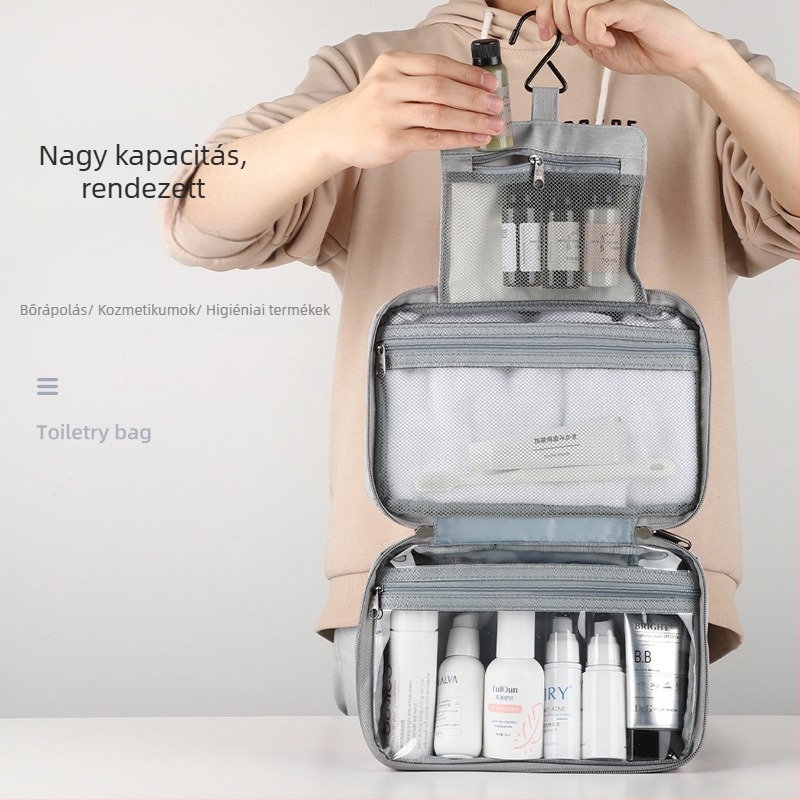 PU bőr kozmetikai táska, kocka alakú, hordozható, vízálló, biztonságos zárással, falra szerelhető, smink- és toalett-tartó tárolásra (Model 13550C)