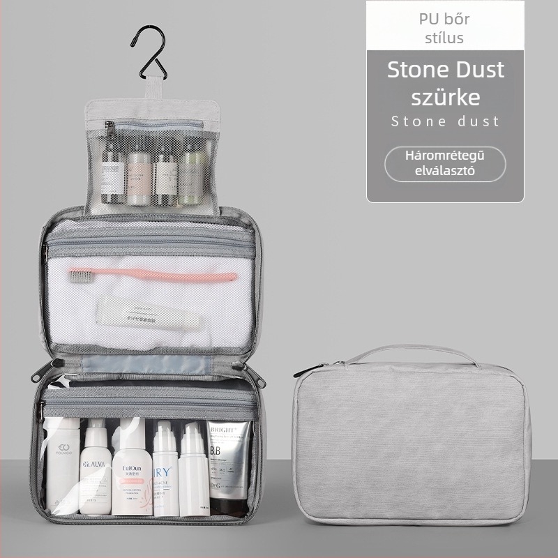 PU bőr kozmetikai táska, kocka alakú, hordozható, vízálló, biztonságos zárással, falra szerelhető, smink- és toalett-tartó tárolásra (Model 13550C)