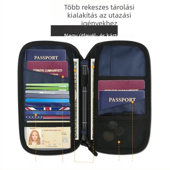 Oxford anyagú útlevél- és kártyatartó, anti-tolvaj védelem, csíkos mintázat, nylon bélés