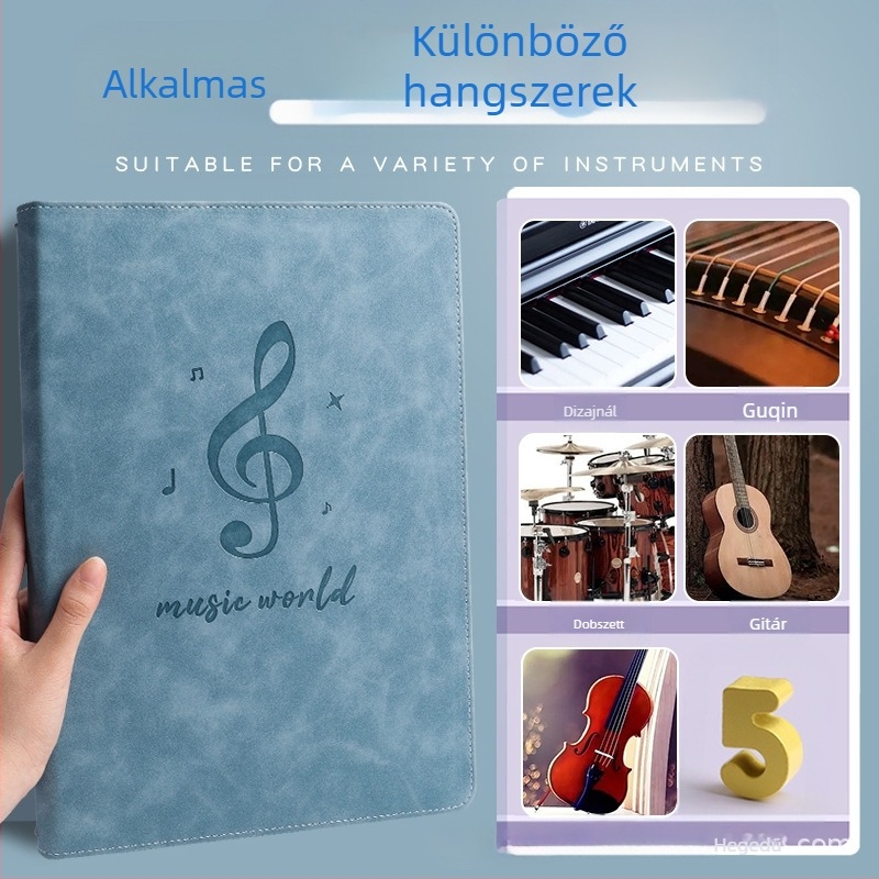 Bőr kottatartó, modell Ypj-001, 20 oldal, 30 mm hátlap, 5 mm anyagvastagság