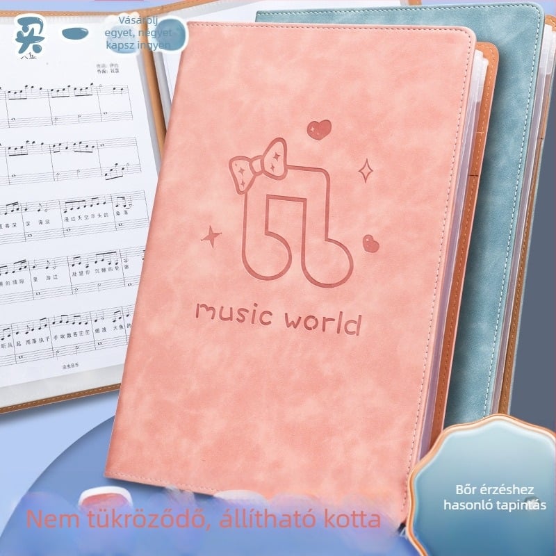 Bőr kottatartó, modell Ypj-001, 20 oldal, 30 mm hátlap, 5 mm anyagvastagság