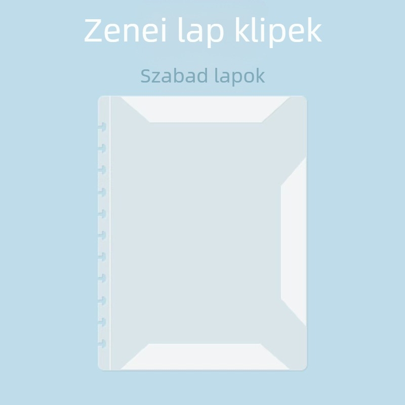 A4-es műanyag kottatartó klipsekkel, átírható, tükröződésmentes, zongorakotta-partitúrákhoz, 40 oldal, logó nyomtatása lehetséges