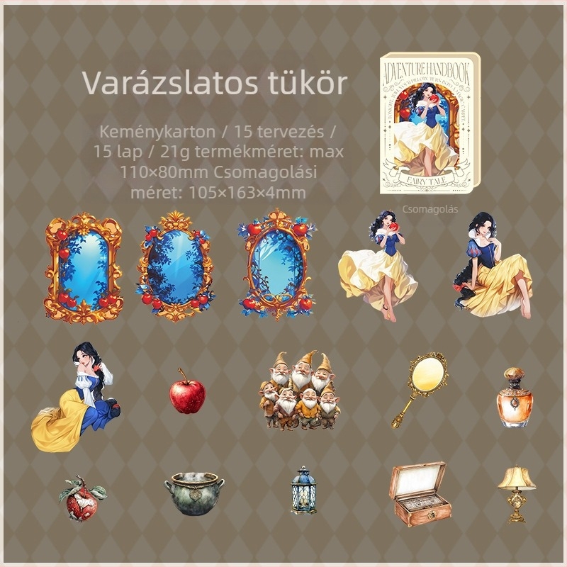Leisurely Matrica kartonkemény, fehér él nélkül – Mesés kaland sorozat, rajzfilm stílus, táj elemek DIY kollázs naplóhoz, nyomtatás