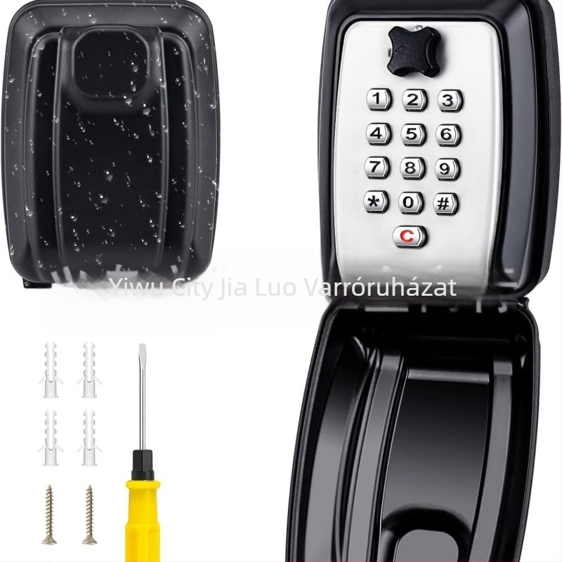 Alumíniumötvözetű gombos jelszótartó doboz | mechanikus zárás | 1 mm-es záróelem | kulcsok, bankkártyák és személyi igazolványok tárolására | modern, minimalist design