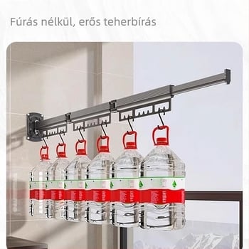 Fali ruhaszárító állvány kettős összecsukható kialakítású, teleszkópos behajtható rúddal
