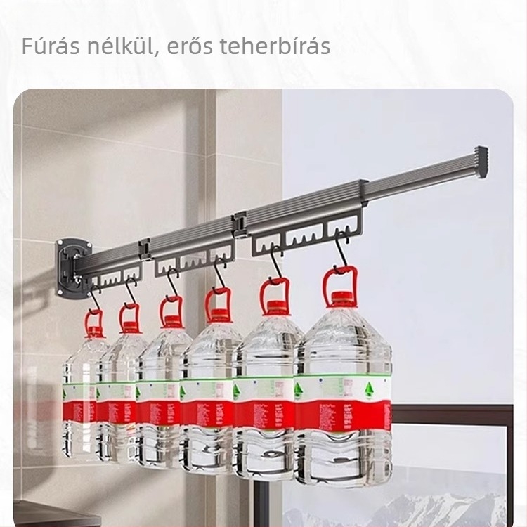 Fali ruhaszárító állvány kettős összecsukható kialakítású, teleszkópos behajtható rúddal