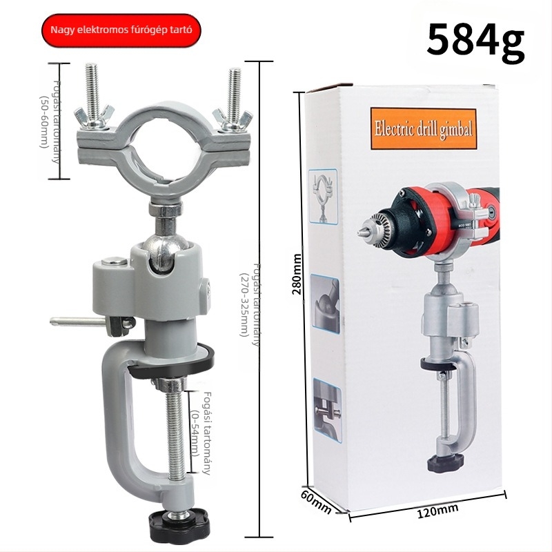 Univerzális forgó kis asztali fogó, 360° elforgatás, ADC12 alumínium ötvözet, fúróhoz tartó