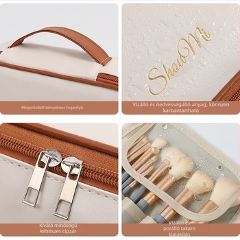 Kocka alakú kozmetikai táska PU anyagból, zárható, utazásokhoz, smink tárolására