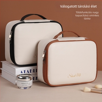 Kocka alakú kozmetikai táska PU anyagból, zárható, utazásokhoz, smink tárolására