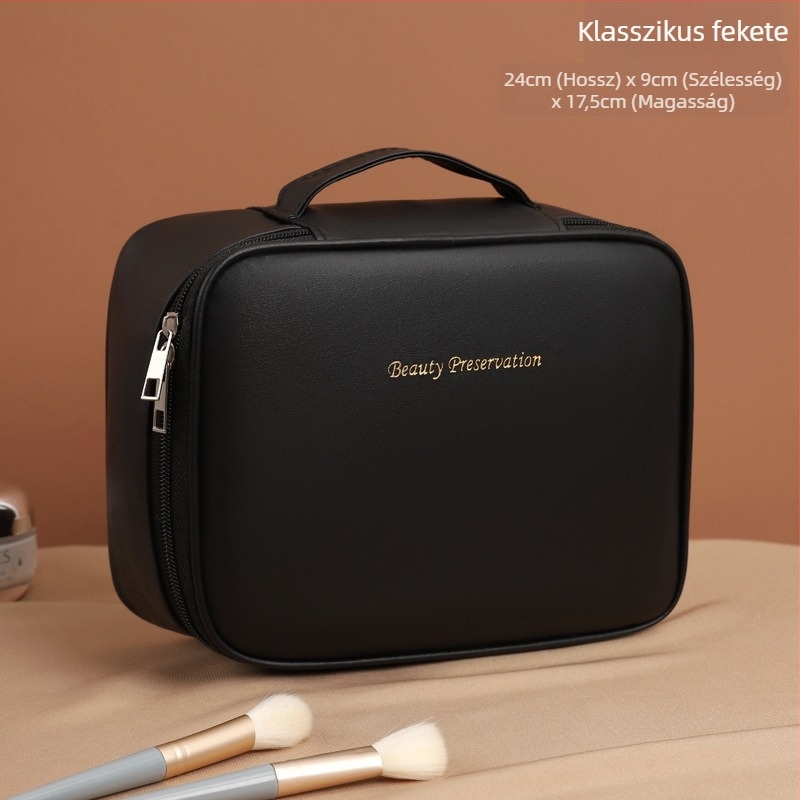 Kocka alakú kozmetikai táska PU anyagból, zárható, utazásokhoz, smink tárolására