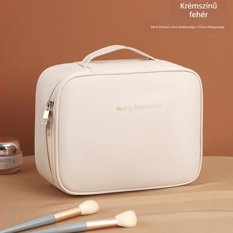 Kocka alakú kozmetikai táska PU anyagból, zárható, utazásokhoz, smink tárolására
