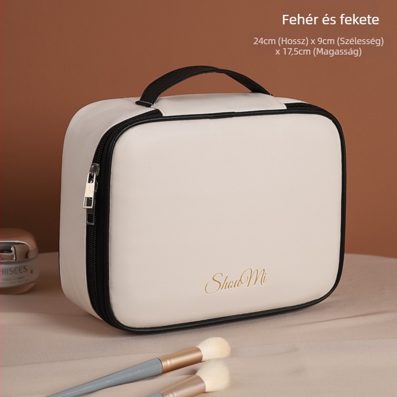 Kocka alakú kozmetikai táska PU anyagból, zárható, utazásokhoz, smink tárolására