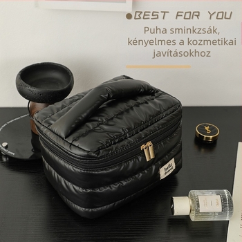 Happy Travel kozmetikai táska gyöngyházfényű logóval és egyedi mintával, poliészter sminktáska utazáshoz, nagy kapacitású