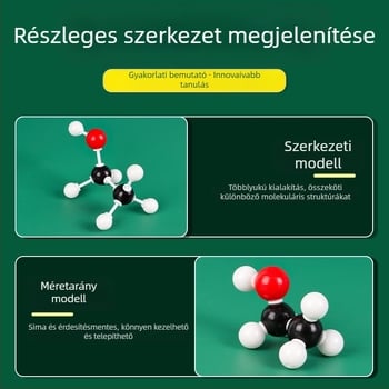 Molekuláris szerkezeti modell, gömb- és rúd modell, kristályos szerves molekulák bemutató taneszköze, műanyag, 540 g