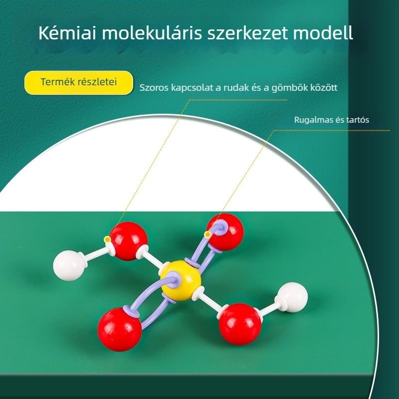 Molekuláris szerkezeti modell, gömb- és rúd modell, kristályos szerves molekulák bemutató taneszköze, műanyag, 540 g
