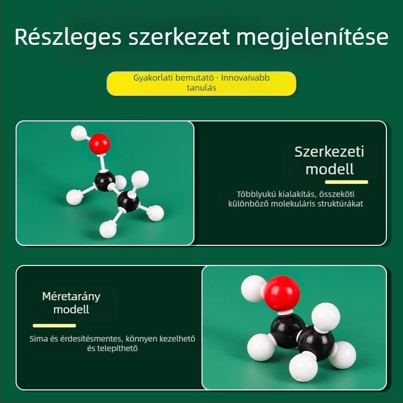 Molekuláris szerkezeti modell, gömb- és rúd modell, kristályos szerves molekulák bemutató taneszköze, műanyag, 540 g