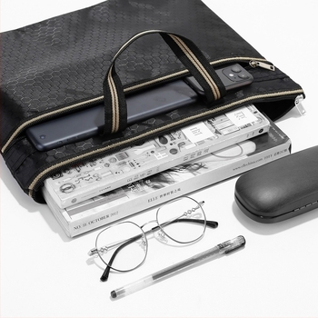 Oxford vászonból készült vízálló, kétrekeszű irodai dokumentumtáska cipzárral, találkozókhoz