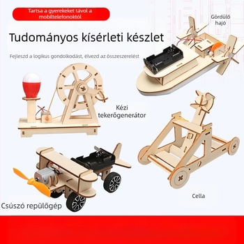 Fából készült tudományos kísérleti készlet DIY fizika invenciókhoz, nem elektromos, többfunkciós, 7-14 éveseknek