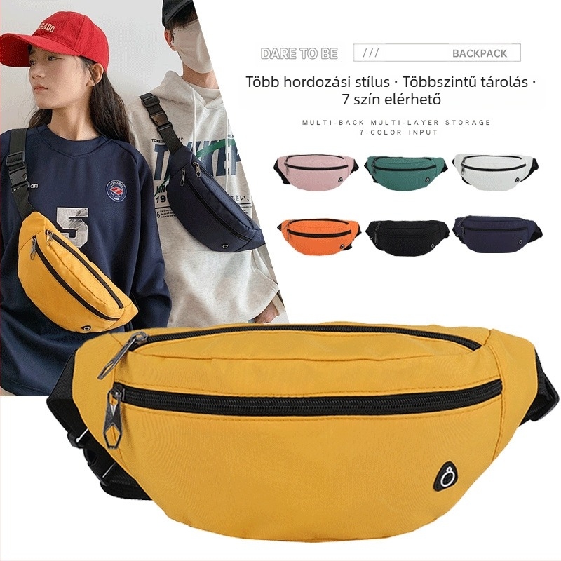 Férfiaknak szóló Oxford anyagú crossbody táska zipzáras nyitással, poliészter bélés, ID-kártya rekesz, belső patch zseb