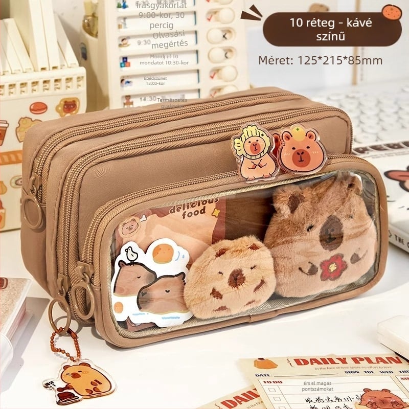 Vászon tolltartó, nagy kapacitású, koreai stílusú, alkalmas általános és középiskolás tanulók számára