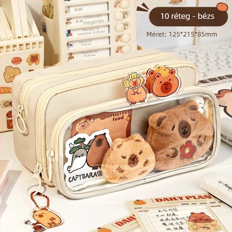 Vászon tolltartó, nagy kapacitású, koreai stílusú, alkalmas általános és középiskolás tanulók számára