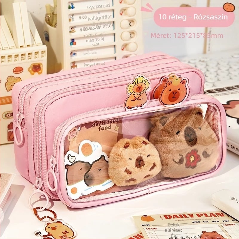 Vászon tolltartó, nagy kapacitású, koreai stílusú, alkalmas általános és középiskolás tanulók számára