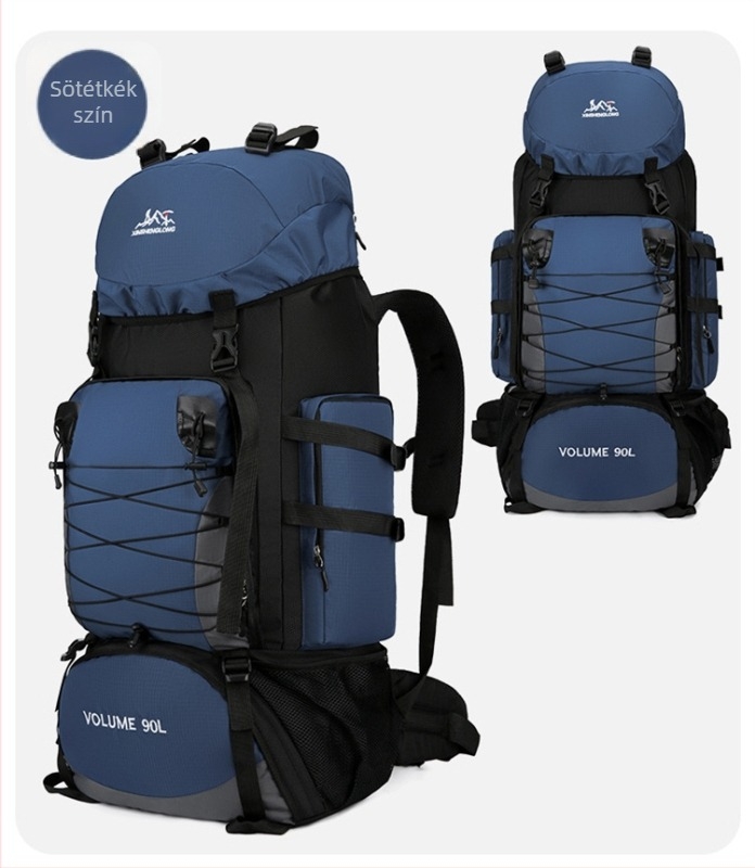 Nylonból készült túrahátizsák, ergonikus hátrész fiziológiai görbével, kopásálló, nedves-száraz elválasztás, poliészter bélés