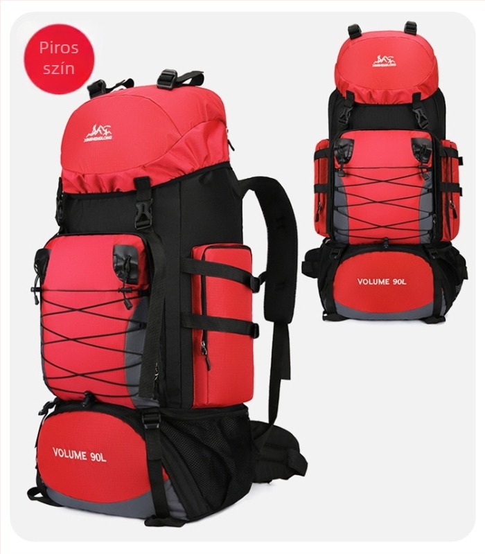 Nylonból készült túrahátizsák, ergonikus hátrész fiziológiai görbével, kopásálló, nedves-száraz elválasztás, poliészter bélés