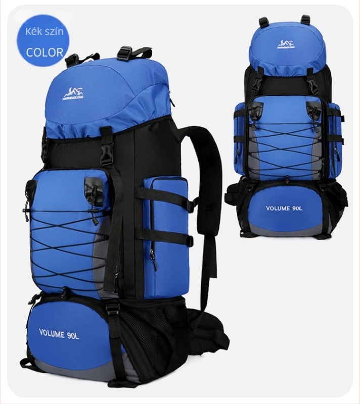 Nylonból készült túrahátizsák, ergonikus hátrész fiziológiai görbével, kopásálló, nedves-száraz elválasztás, poliészter bélés
