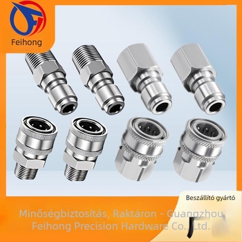 304 rozsdamentes acélból készült gyorscsatlakozó idomok magasnyomású mosáshoz, snap-thread csatlakozás, kompatibilis NPT/M22