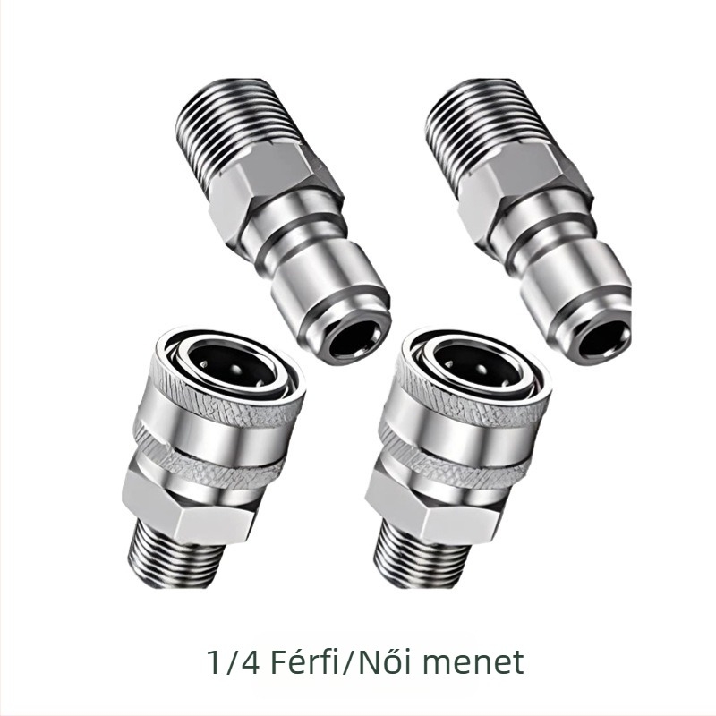 304 rozsdamentes acélból készült gyorscsatlakozó idomok magasnyomású mosáshoz, snap-thread csatlakozás, kompatibilis NPT/M22