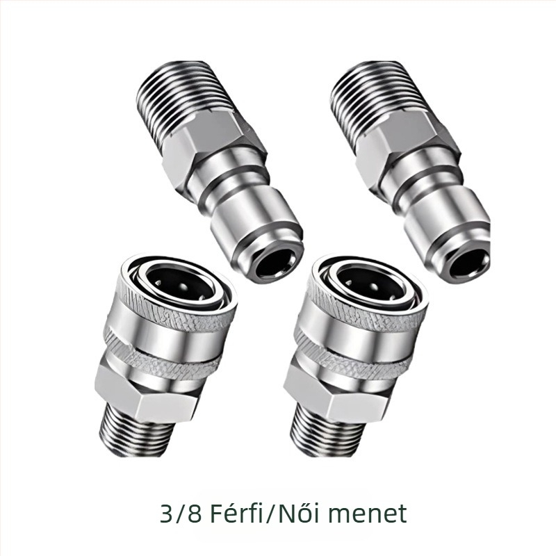 304 rozsdamentes acélból készült gyorscsatlakozó idomok magasnyomású mosáshoz, snap-thread csatlakozás, kompatibilis NPT/M22