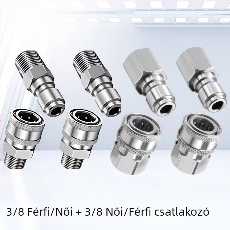 304 rozsdamentes acélból készült gyorscsatlakozó idomok magasnyomású mosáshoz, snap-thread csatlakozás, kompatibilis NPT/M22