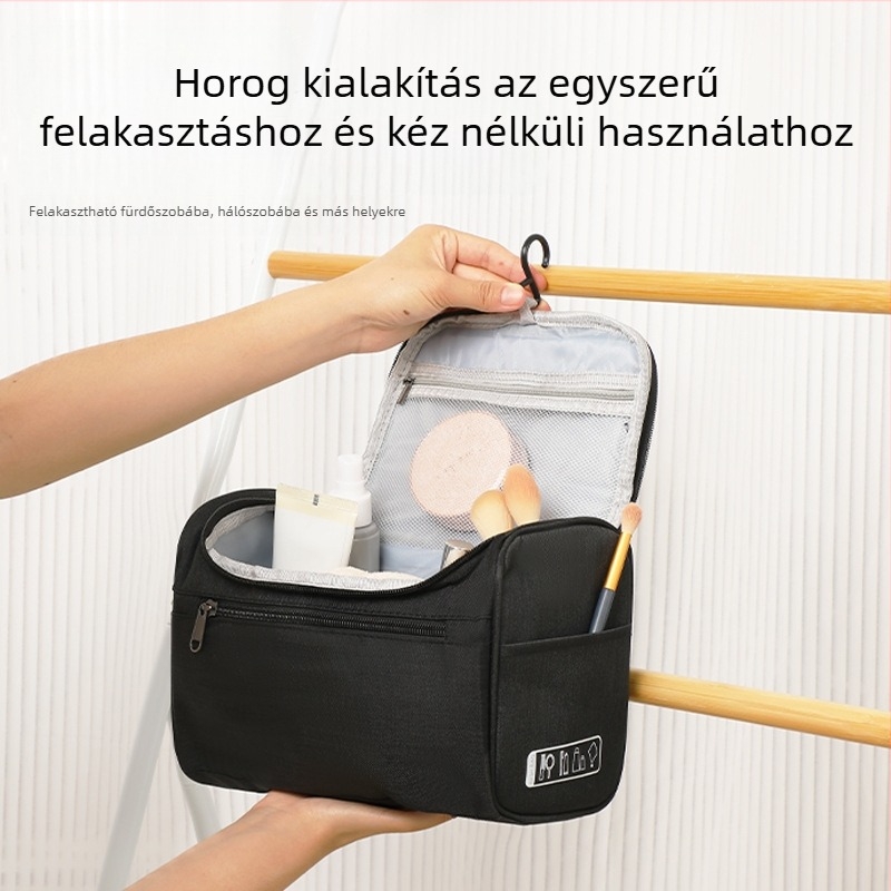 YUNMAI poliészter kozmetikai táska, koreai stílusú, kozmetikumok és higiéniai termékek tárolására utazáshoz
