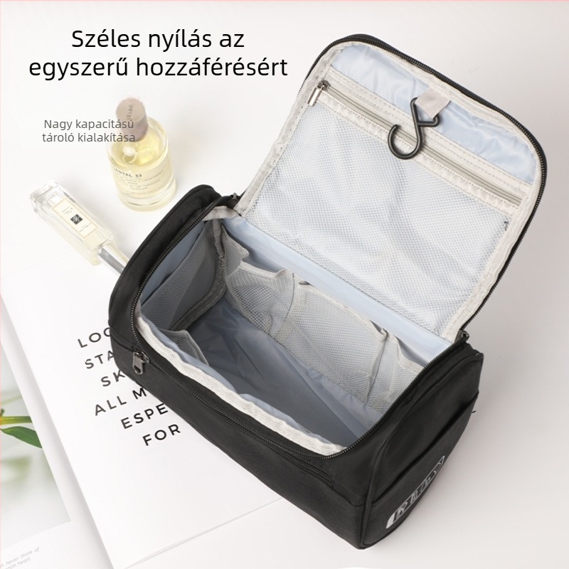 YUNMAI poliészter kozmetikai táska, koreai stílusú, kozmetikumok és higiéniai termékek tárolására utazáshoz