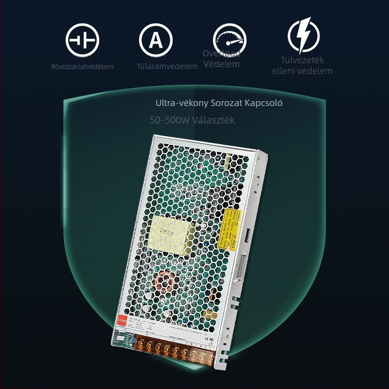 SUSWE LRS kapcsolóüzemű tápegység, ultra vékony fémhálós burkolat, bemenet 220V, kimenet 350W