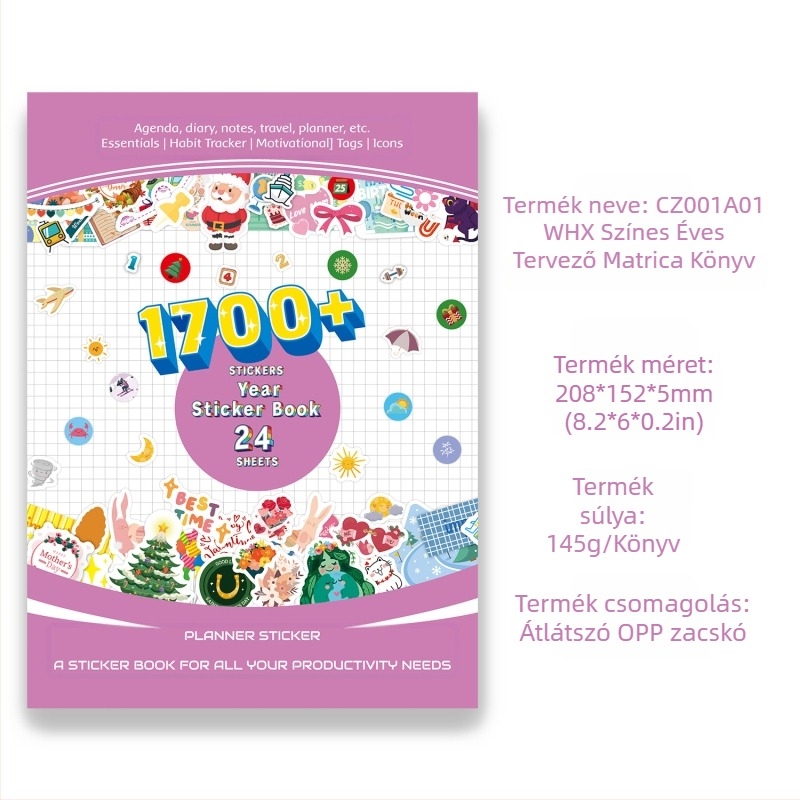 Boho tervező matricák könyve – önragasztó papíralapú matricák, éves tervezési készlet, Boho stílus