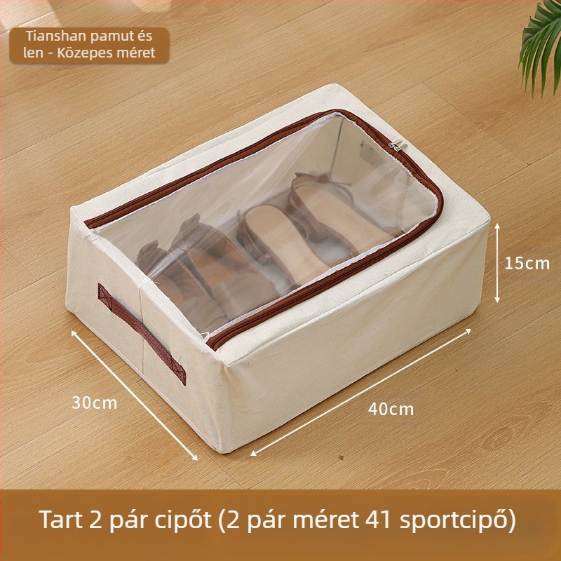 Cipő tároló doboz, PVC, összecsukható fedéllel, 30 L kapacitás, egymásra tehető