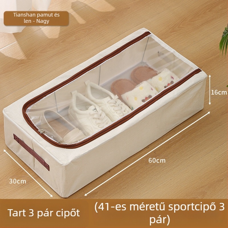 Cipő tároló doboz, PVC, összecsukható fedéllel, 30 L kapacitás, egymásra tehető