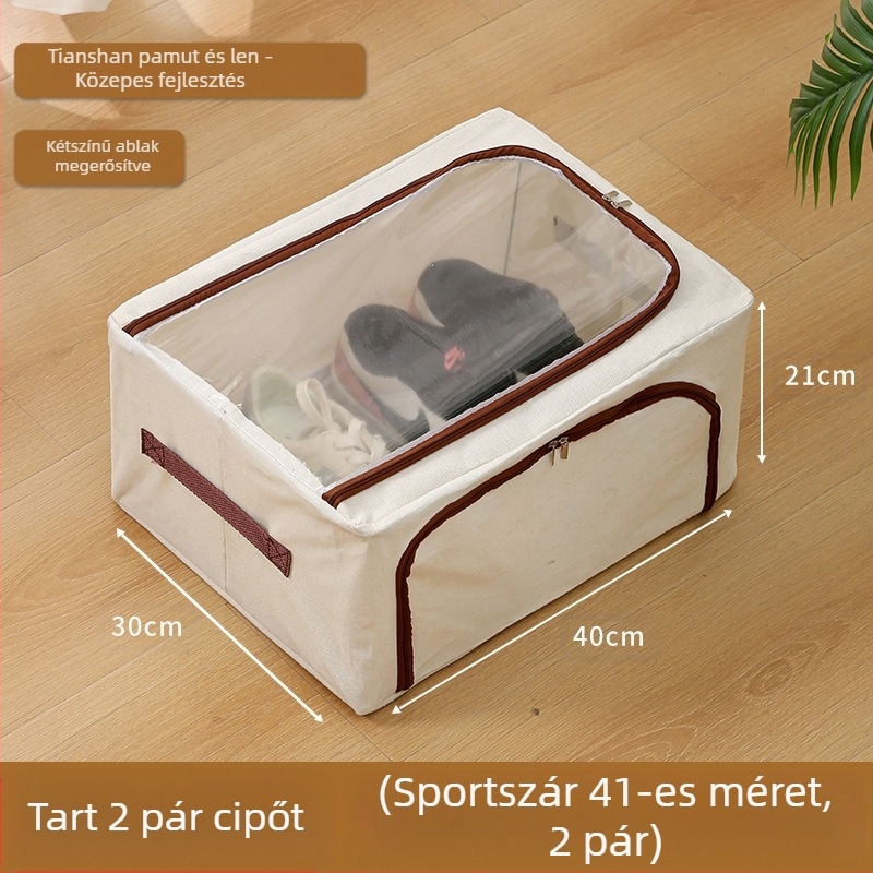 Cipő tároló doboz, PVC, összecsukható fedéllel, 30 L kapacitás, egymásra tehető
