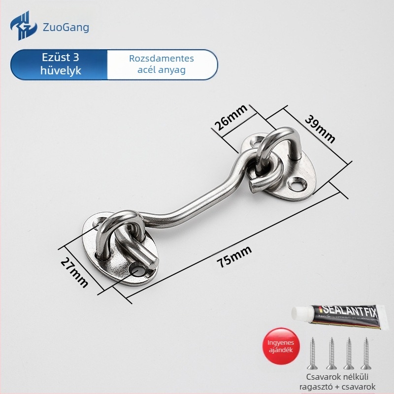Rozsdamentes acél Wind Hook ajtó- és ablakokhoz — Márka Left Steel, Modell Wind Hook, modern minimalist hardver-kiegészítő