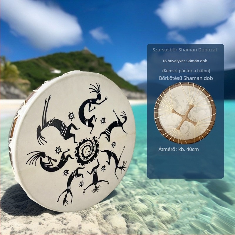 Juhbőrös kéz-dob felnőtteknek — sámán stílusú terápiás ütőhangszer jóga és hanggyógyítás