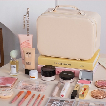 Tükrös kozmetikai táska, PU anyag, nagy kapacitású, hordozható, vízálló