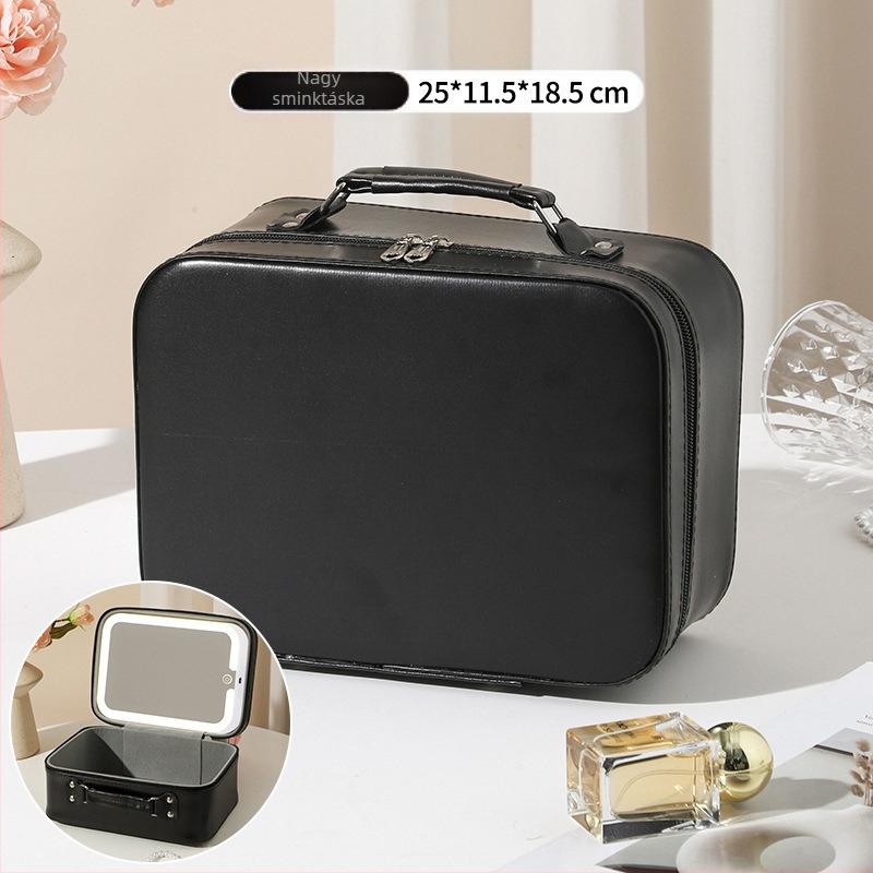 Tükrös kozmetikai táska, PU anyag, nagy kapacitású, hordozható, vízálló