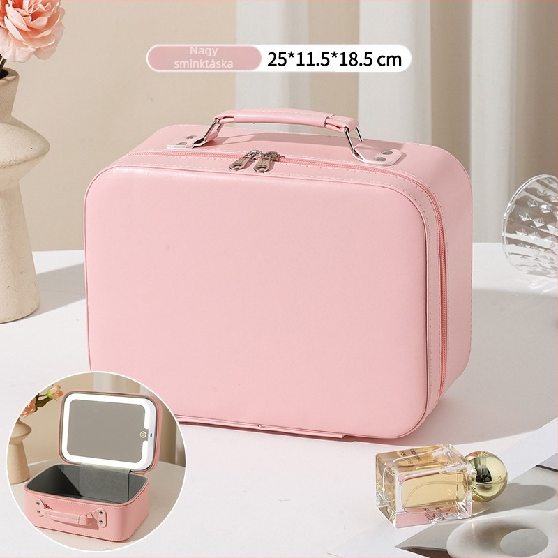 Tükrös kozmetikai táska, PU anyag, nagy kapacitású, hordozható, vízálló