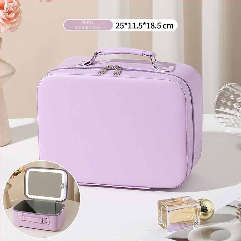 Tükrös kozmetikai táska, PU anyag, nagy kapacitású, hordozható, vízálló